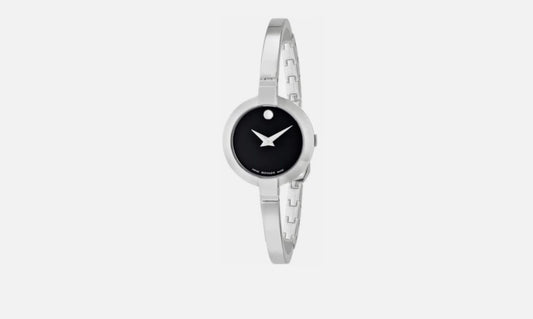 Movado Bela Women’s Black Dial Stainless Steel Bangle Watch 0606595