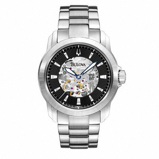 Bulova 96A141 Men's Black Skeleton Dial Steel Bracelet Automatic Watch