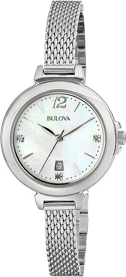 Bulova 96P150 Women's Mother of Pearl Stainless Steel Petite Date Quartz Watch