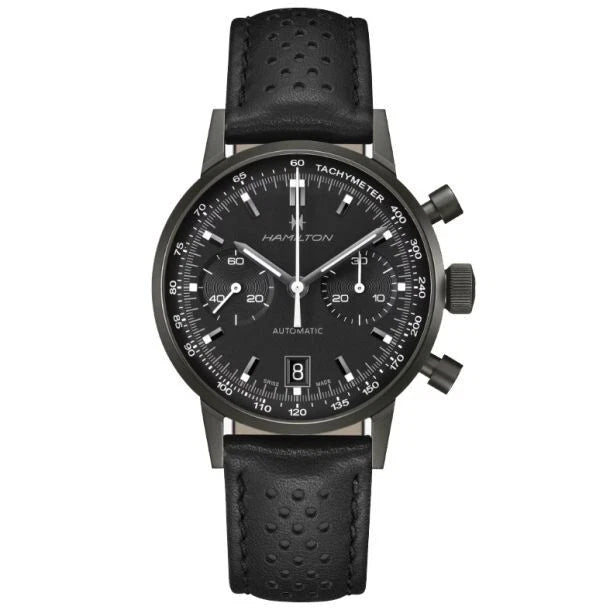 Hamilton American Classic Intra-Matic Auto Chrono Black leather Watch H38446730