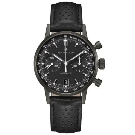 Hamilton American Classic Intra-Matic Auto Chrono Black leather Watch H38446730