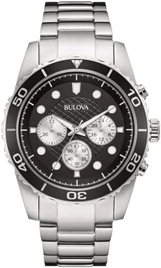 BULOVA Black Dial Chronograph Stainless Steel Men's Watch 98A154