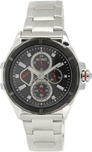 Seiko Lord SRL035 Men's Stainless Steel IP Bezel Multi Function Retrograde Watch