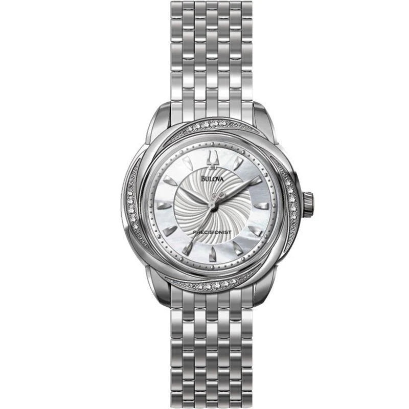 Bulova Precisionist 96R153 Women's Round Mother Pearl Diamond Analog Watch