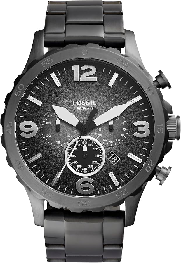 Fossil Nate Chronograph Smoke Grey Dial Ion-plated Men's Watch JR1437