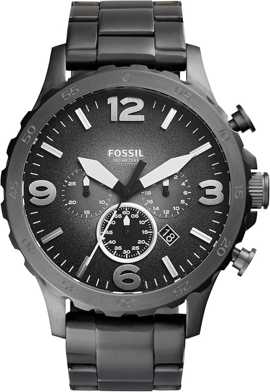 Fossil Nate Chronograph Smoke Grey Dial Ion-plated Men's Watch JR1437
