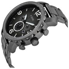 Fossil Nate Chronograph Smoke Grey Dial Ion-plated Men's Watch JR1437