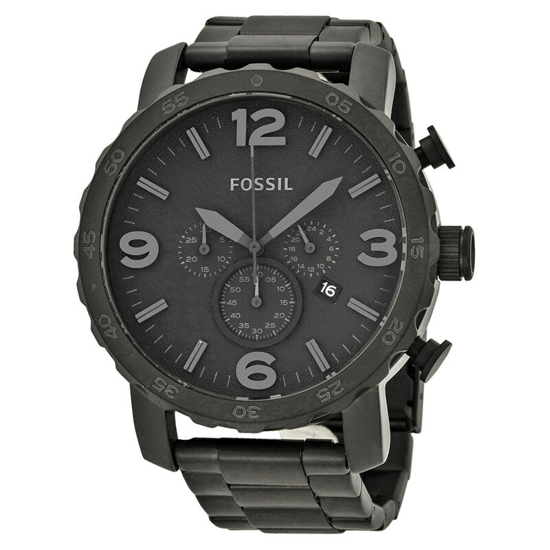 Fossil Nate Chronograph Black Dial Black Ion-plated Men's Watch Item JR1401