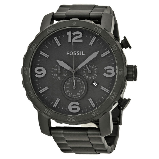 Fossil Nate Chronograph Black Dial Black Ion-plated Men's Watch Item JR1401