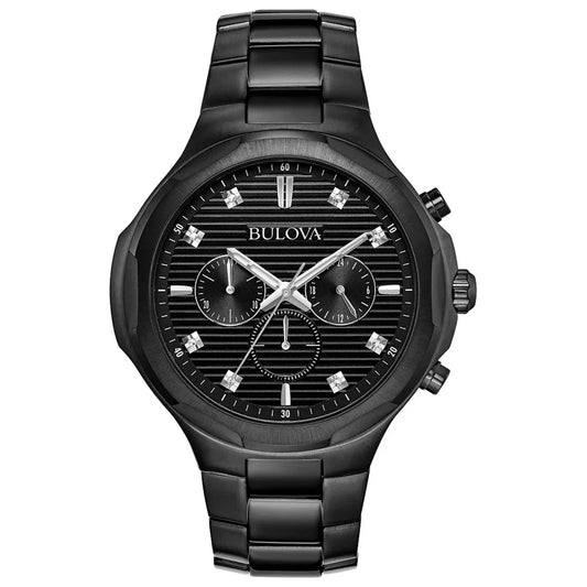 Bulova Classic Chronograph Diamond Blackout Stainless Steel Men's Watch 98D147