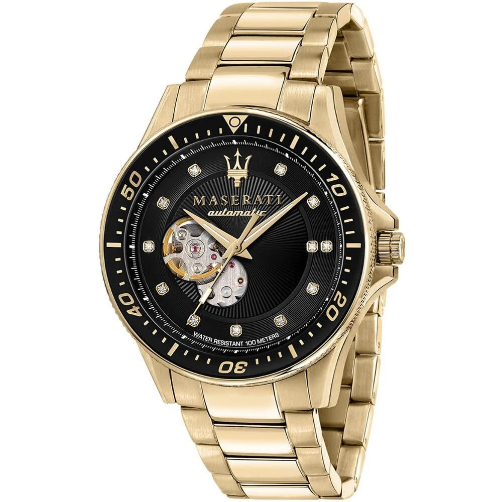 Maserati SFIDA Men's R8823140003 Automatic Watch Black Dial Stainless Steel 44mm