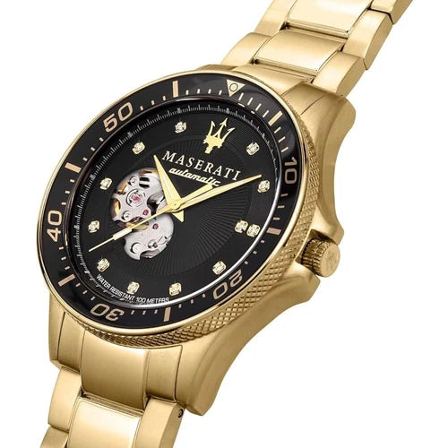 Maserati SFIDA Men's R8823140003 Automatic Watch Black Dial Stainless Steel 44mm